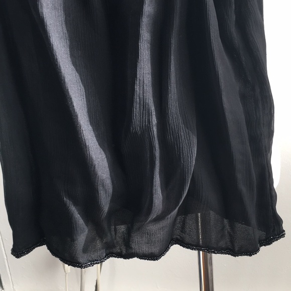 VTG Express black beaded trim v silk chiffon S - Picture 4 of 8
